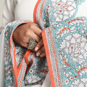  Bengal Kantha Embroidered Cotton Handloom Dupatta Online at iTokri.com