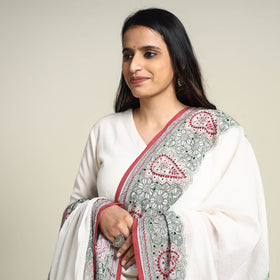  Bengal Kantha Embroidered Cotton Handloom Dupatta 