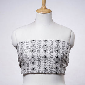 White Bengal Kantha Embroidery Handloom Cotton Blouse Piece 