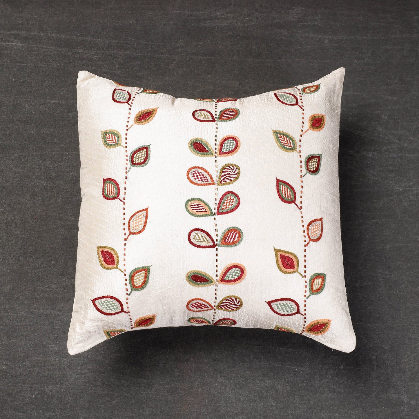 Buy Bengal Kantha Embroidery Mulberry Silk Cushion Cover Online l iTokri.com
