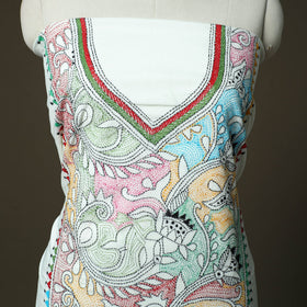 Bengal kantha hand embroidered cotton unstitched kurta
