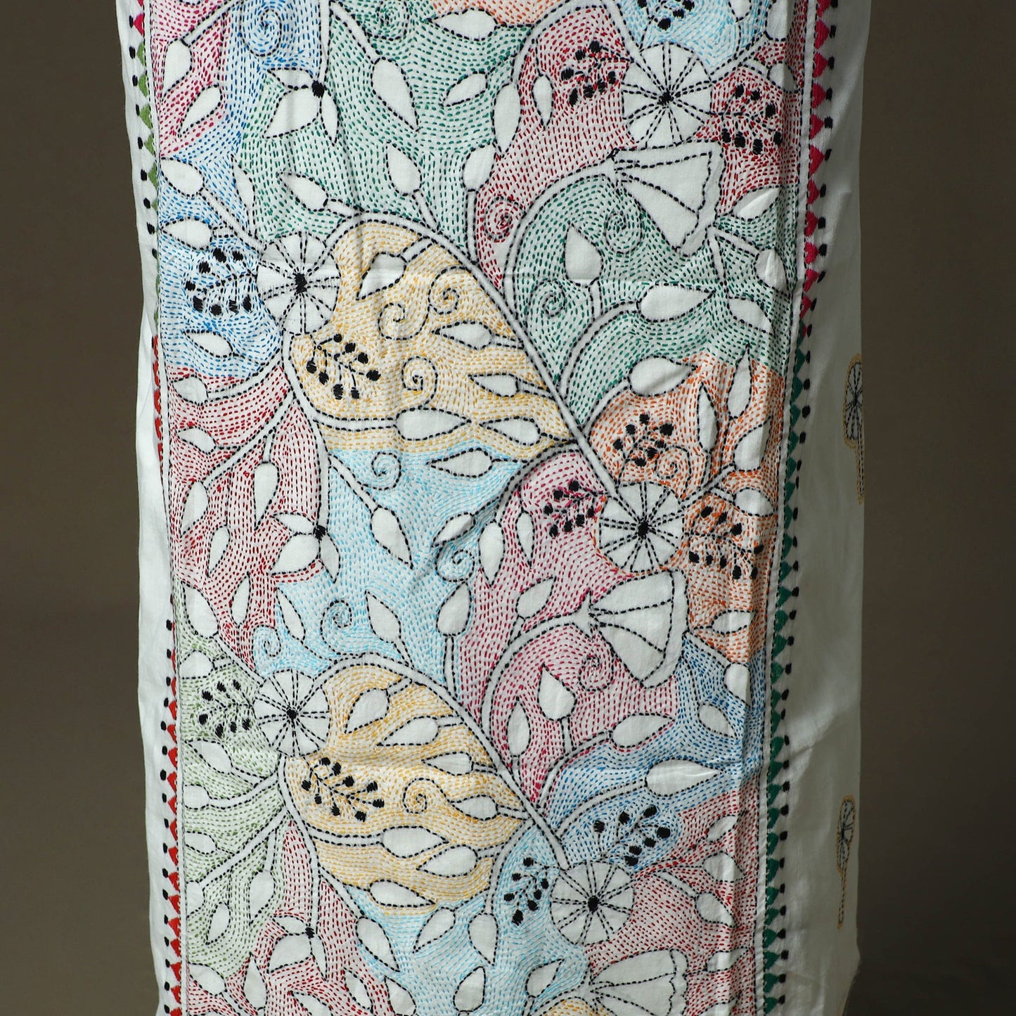 Bengal kantha hand embroidered cotton unstitched kurta