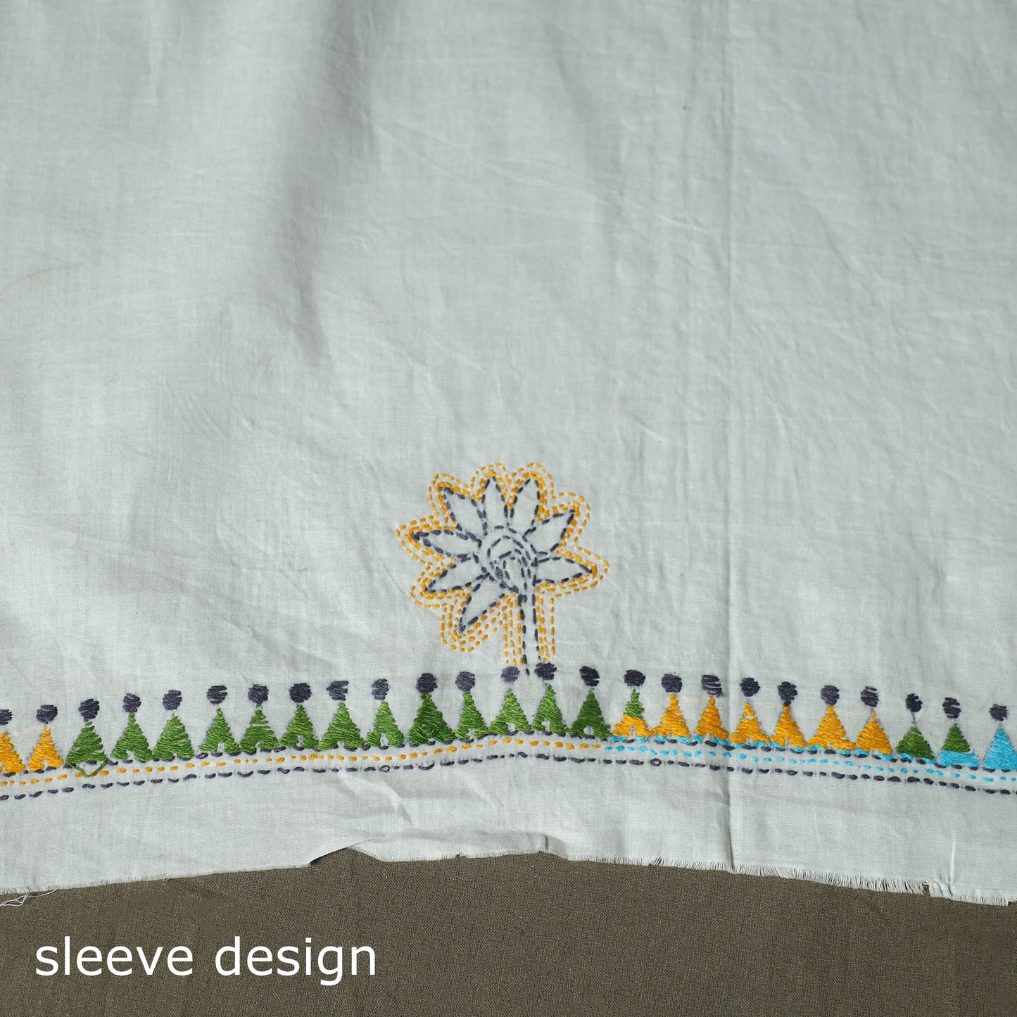 Bengal kantha hand embroidered cotton unstitched kurta