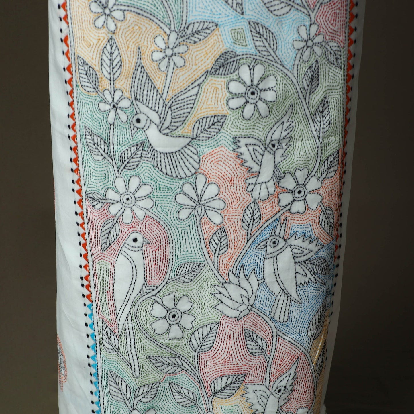 Bengal kantha hand embroidered cotton unstitched kurta
