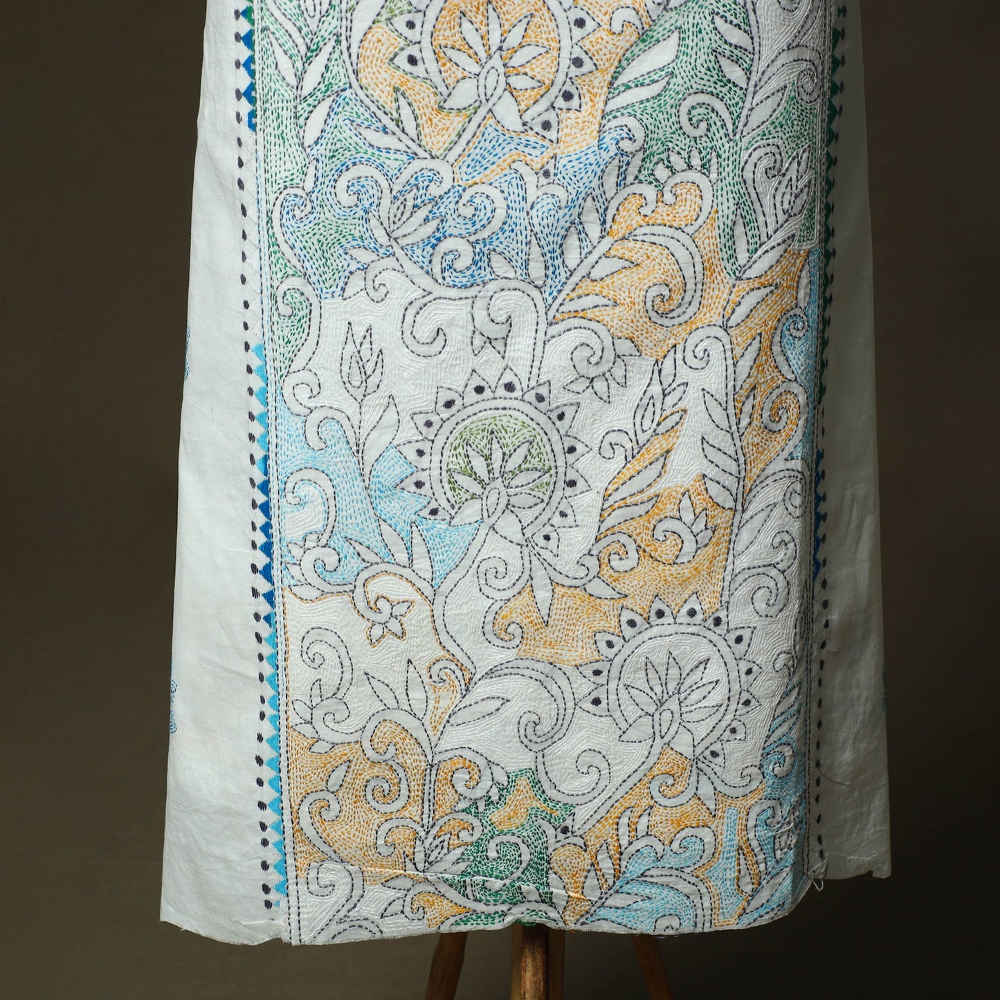 Bengal kantha hand embroidered cotton unstitched kurta