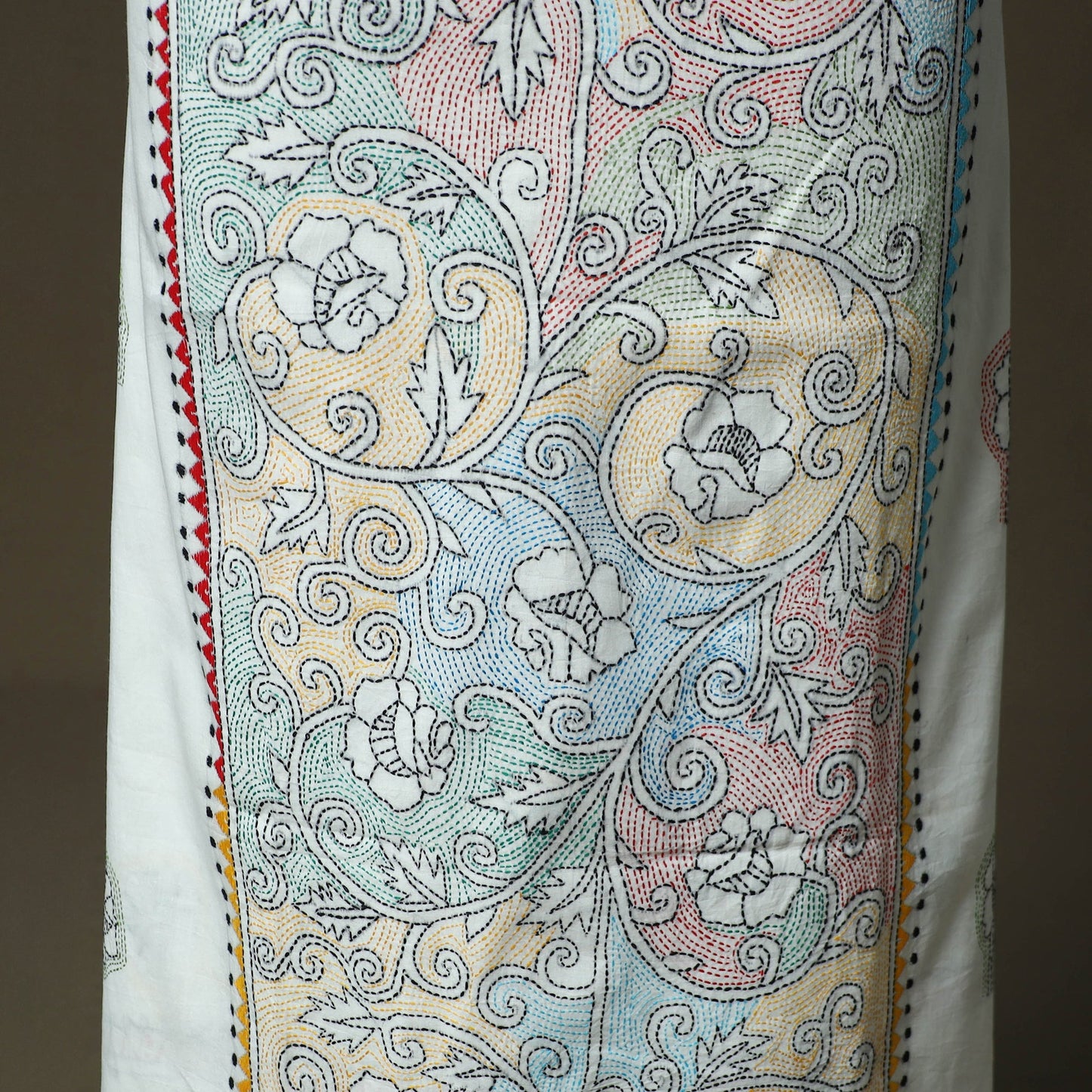 Bengal kantha hand embroidered cotton unstitched kurta