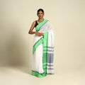 Buy White Bengal Woven Border Handloom Cotton Saree