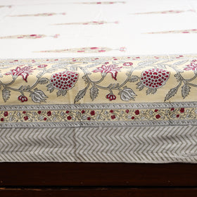 White - cotton double sanganeri bed sheet set (108 x 90 in)