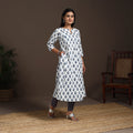 White - cotton a-line sanganeri kurta 03 - handcrafted