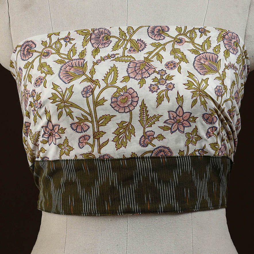 Block print cotton sanganeri blouse piece 01 - handcrafted