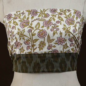 Block print cotton sanganeri blouse piece 01 - handcrafted