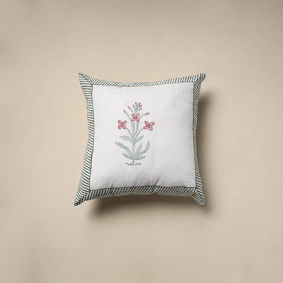 Cotton sanganeri cushion cover (16 x 16 in) 15 - handcrafted