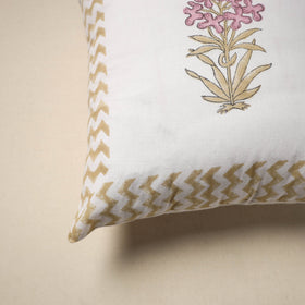 Cotton sanganeri cushion cover (16 x 16 in) 36 - handcrafted