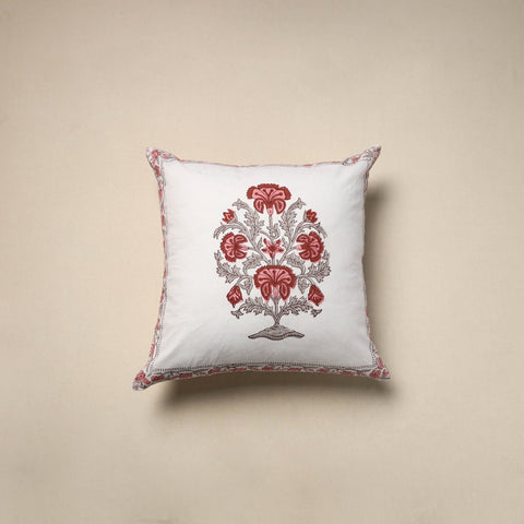 Cotton sanganeri cushion cover (16 x 16 in) 39 - handcrafted