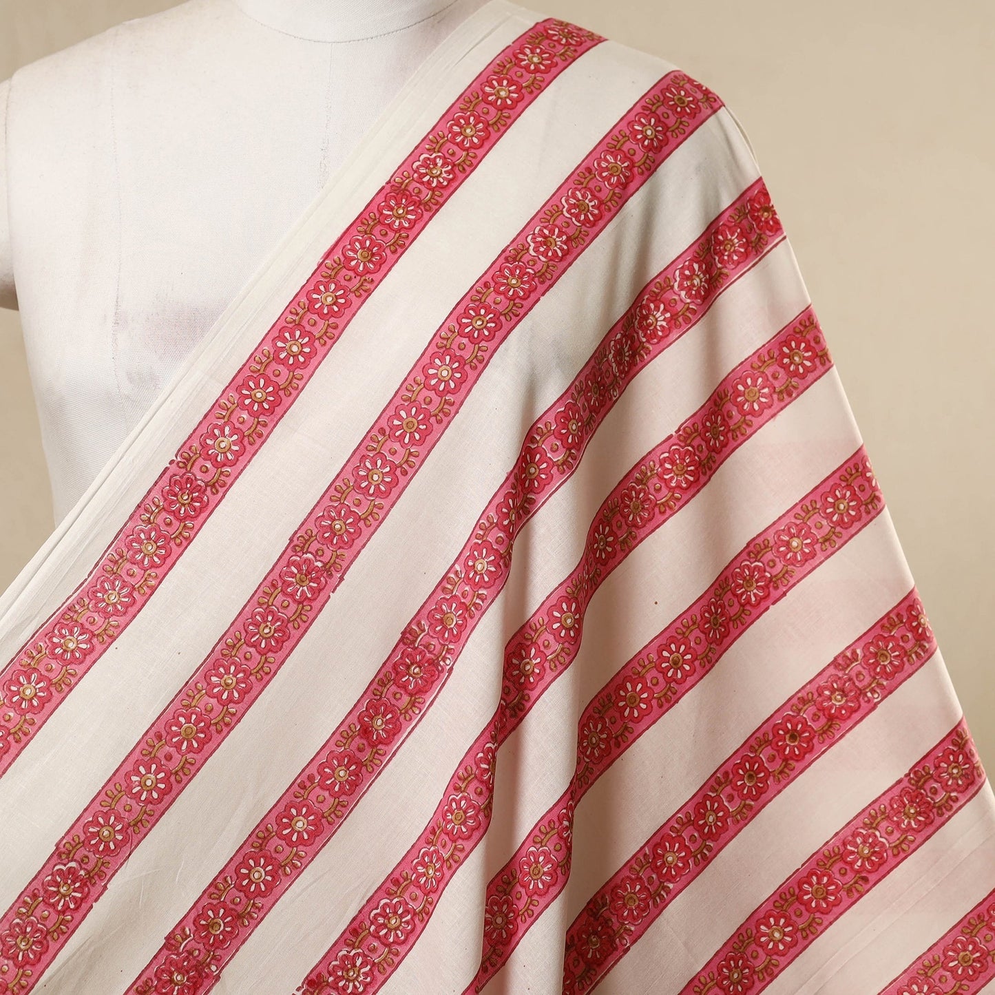 White - cotton sanganeri fabric 14 - handcrafted