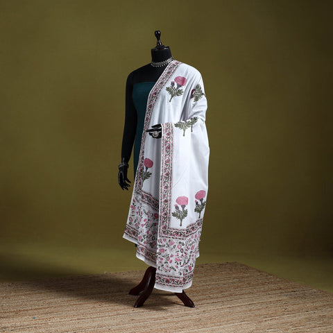 Cotton sanganeri floral dupatta 18 - handcrafted