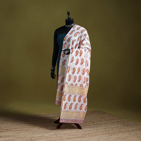 Cotton sanganeri floral dupatta 48 - handcrafted