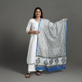 White - handloom chanderi silk sanganeri dupatta 01