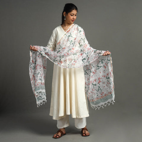 Buy Block Printed Kota Doria Cotton Sanganeri Dupatta