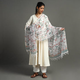 Buy Block Printed Kota Doria Cotton Sanganeri Dupatta
