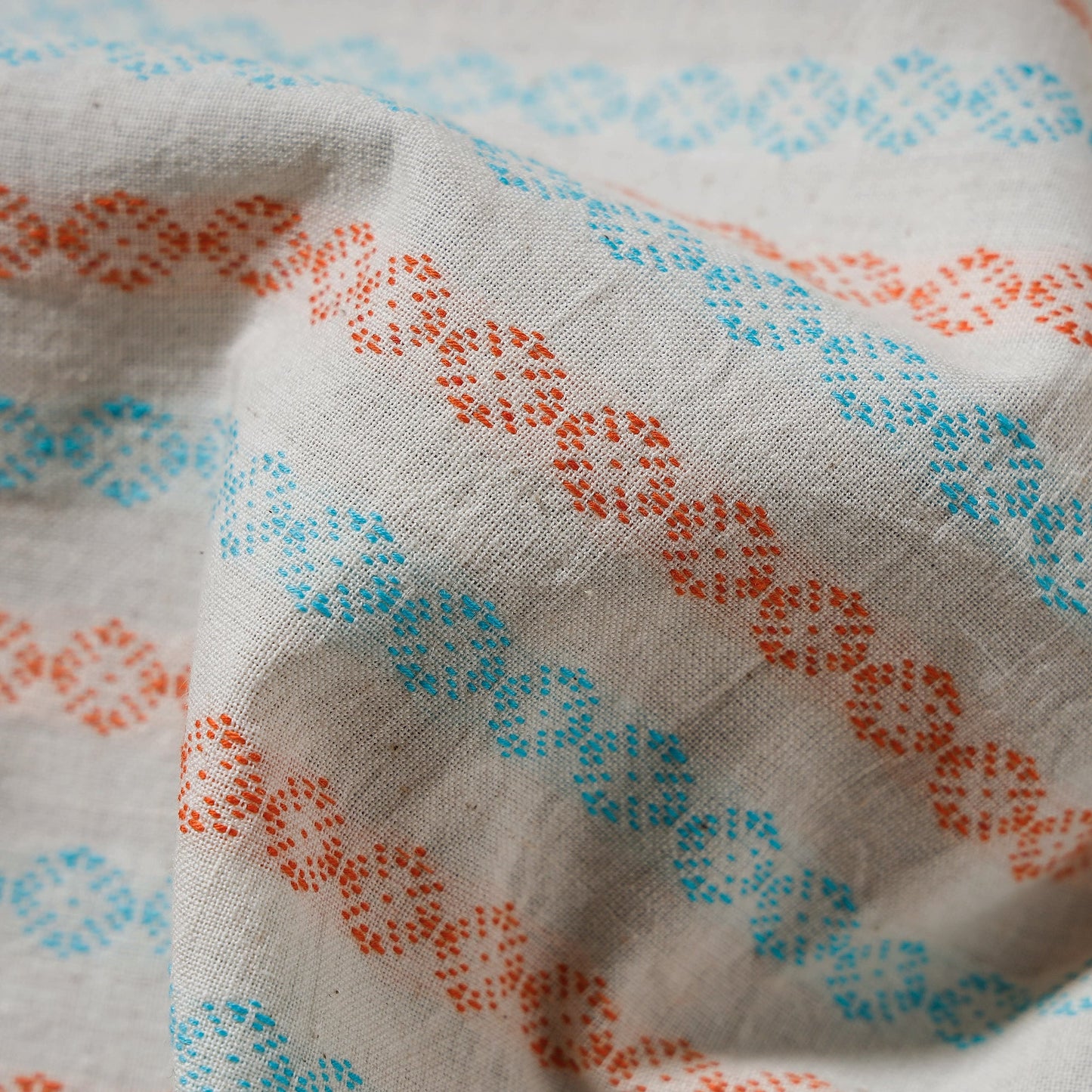  Bodoweaves Block Printed Cotton Handloom Fabric 