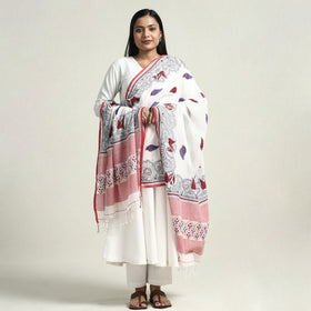  Bolpur Kantha Embroidery Cotton Handloom Dupatta with Tassels Online at iTokri.com