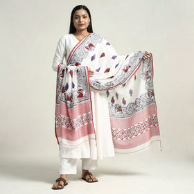  Bolpur Kantha Embroidery Cotton Handloom Dupatta with Tassels Online at iTokri.com