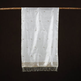 White - brocade handloom pure silk banarasi stole