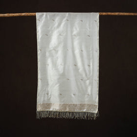 White - brocade handloom pure silk banarasi stole