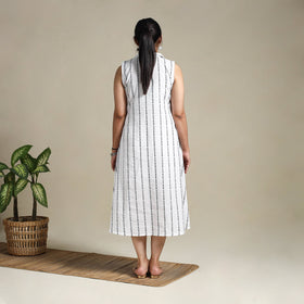 White Button Down Cotton Jacquard Dress