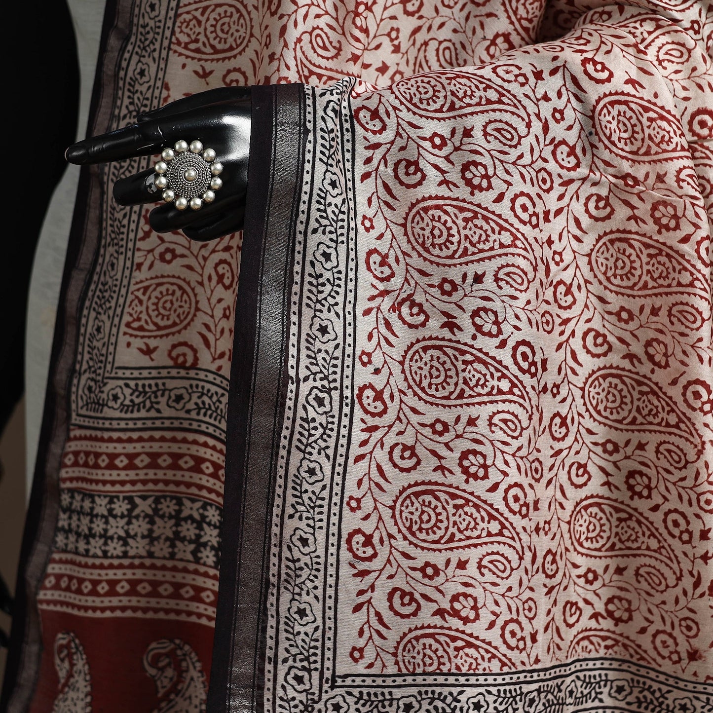 Chanderi silk bagh natural dyed dupatta with zari border 31