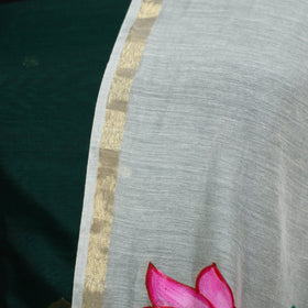 White - chanderi silk handpainted pichwai dupatta 02