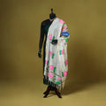 White - chanderi silk handpainted pichwai dupatta 02