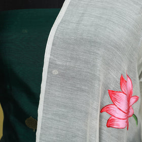 White - chanderi silk handpainted pichwai dupatta 07