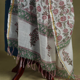 White - chanderi silk sanganeri floral dupatta 42