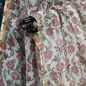 White - chanderi silk sanganeri floral dupatta 42