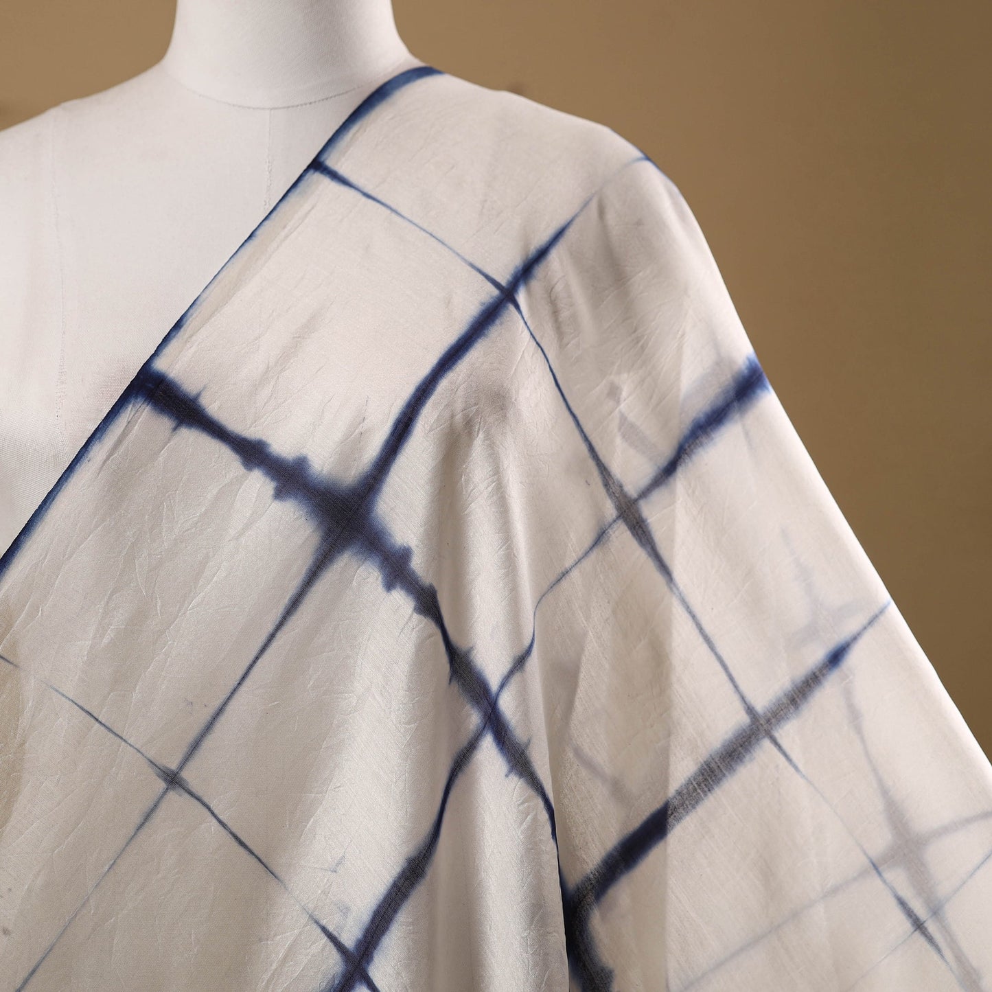 White - chanderi silk tie-dye shibori fabric 04