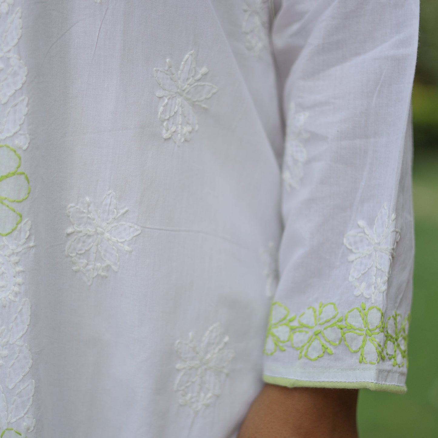 Chikankari Hand Embroidered Cotton Long Kurta for Women
