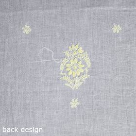 White Chikankari Hand Embroidery Chanderi Silk Kurta Material 