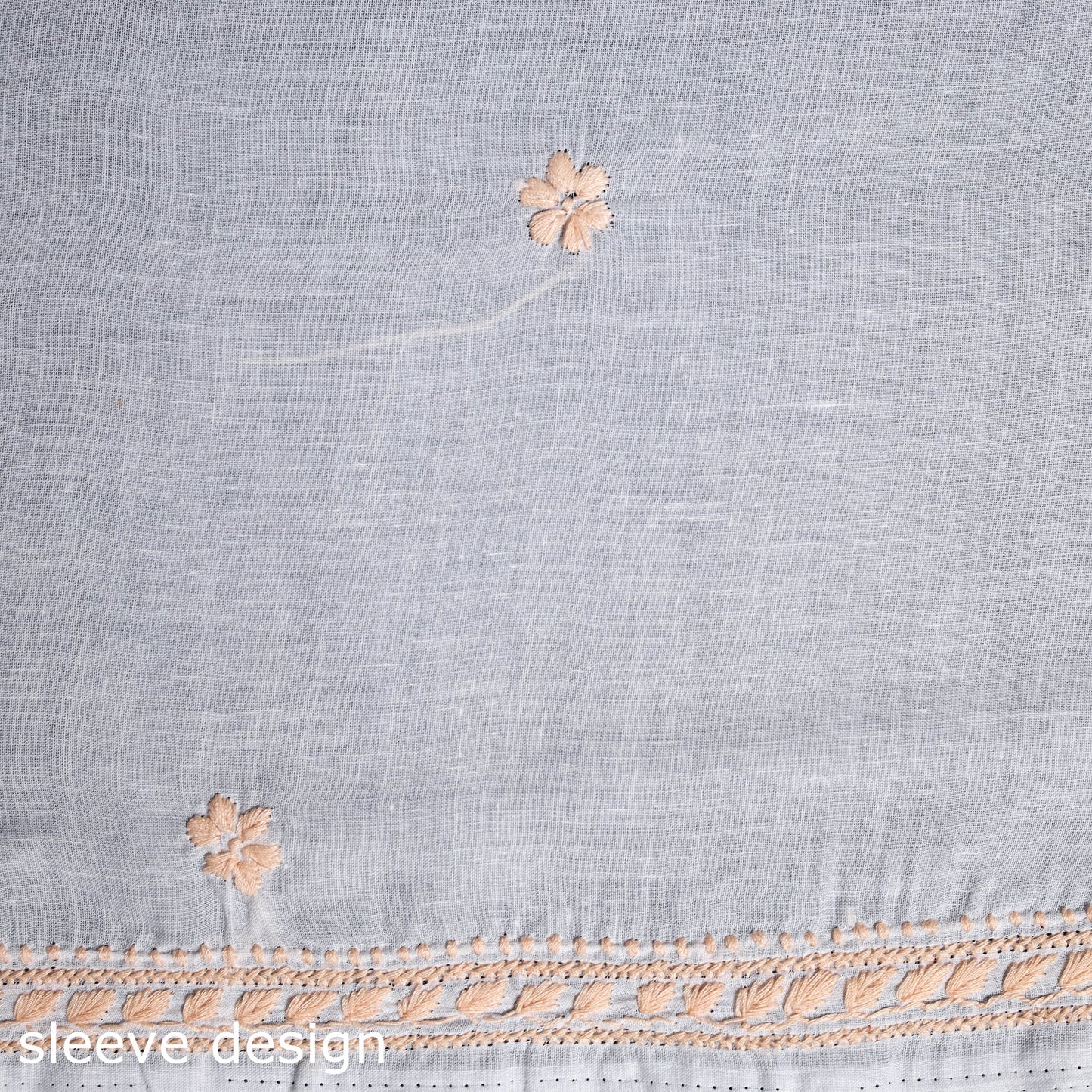 White - chikankari hand embroidery chanderi silk unstitched