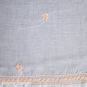 White - chikankari hand embroidery chanderi silk unstitched