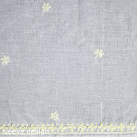White Chikankari Hand Embroidery Chanderi Silk Kurta Material 