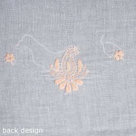 White - chikankari hand embroidery chanderi silk unstitched