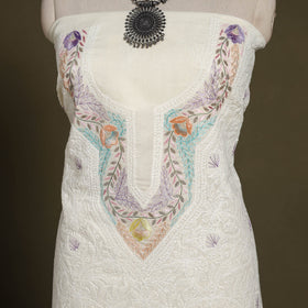 Chikankari with Parsi Style Embroidery Cotton Kurta Material