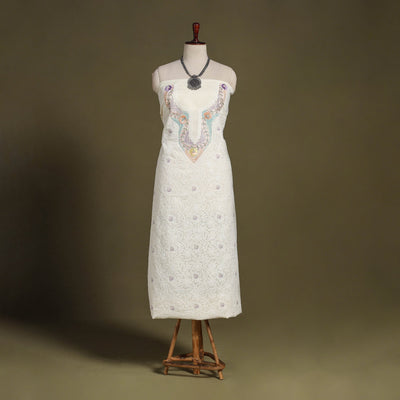 Chikankari with Parsi Style Embroidery Cotton Kurta Material