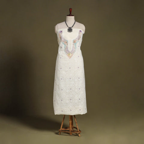 Chikankari with Parsi Style Embroidery Cotton Kurta Material