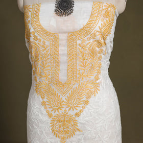 Chikankari Tepchi Hand Embroidery Kota Cotton Kurta Material