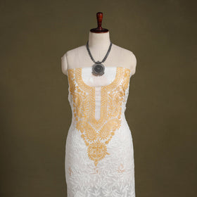 Chikankari Tepchi Hand Embroidery Kota Cotton Kurta Material