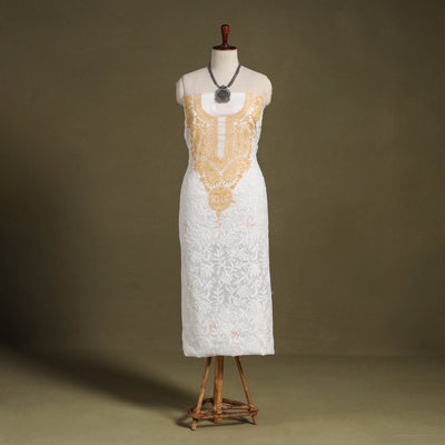 Chikankari Tepchi Hand Embroidery Kota Cotton Kurta Material