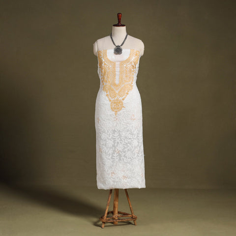 Chikankari Tepchi Hand Embroidery Kota Cotton Kurta Material